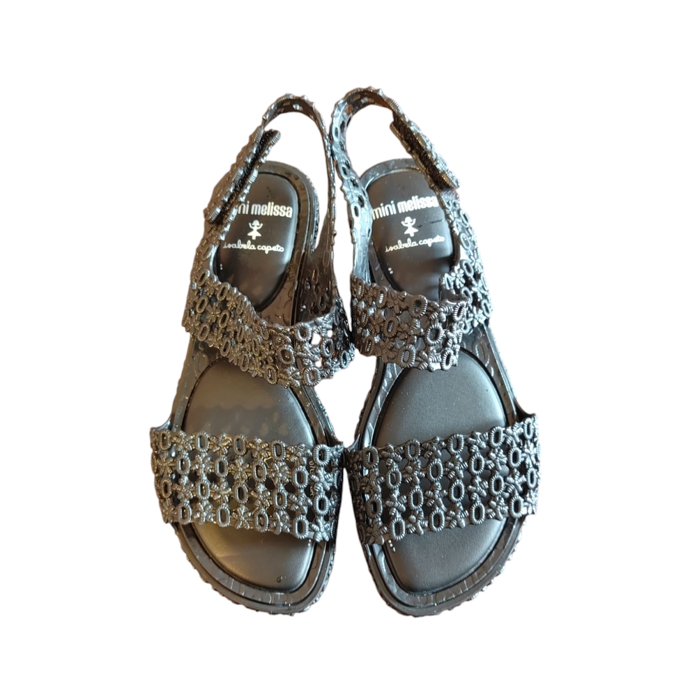 Mini Melissa Black Studded Sandals